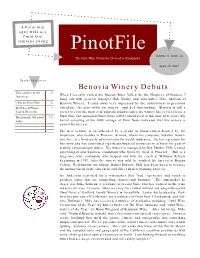 Pinotfile Volume 6, Issue 24 the First Wine Newsletter Devoted to Pinotphiles