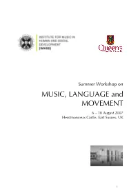 Programme of Talks, Discussions, Workshops, Posters, Dancing and Performances