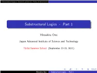 Substructural Logics