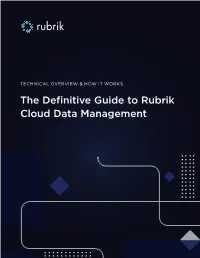 THE DEFINITIVE GUIDE to RUBRIK CLOUD DATA MANAGEMENT 3 0101 Data 1010 Management Applications