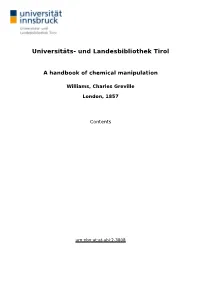 A Handbook of Chemical Manipulation