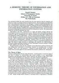 A Semiotic Theory of Information and Information Systems