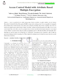 Access Control Model with Attribute Based Multiple Encryption