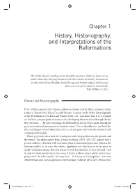 History, Historiography, and Interpretations of the Reformations