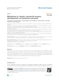 Milestones in Robotic Colorectal Surgery Development: an Historical Overview