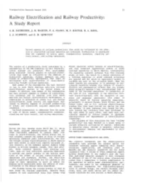 Railway Electrification and Railway Productivity: a Study Report
