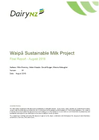 Waipā Sustainable Milk Project Final Report - August 2018