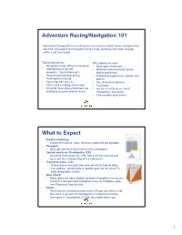 Adventure Racing/Navigation 101 What to Expect