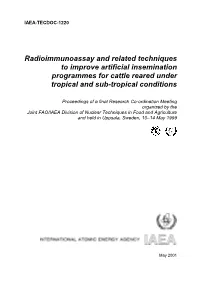 Radioimmunoassay and Related Techniques to Improve Artificial Insemination Programmes for Cattle Reared Under Tropical and Sub-Tropical Conditions