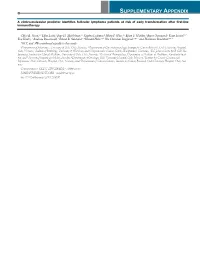 SUPPLEMENTARY APPENDIX a Clinico-Molecular Predictor Identifies Follicular Lymphoma Patients at Risk of Early Transformation After First-Line Immunotherapy