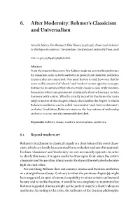 6. After Modernity: Rohmer's Classicism and Universalism