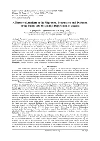 A Historical Analysis of the Origin, Colonization, Penetration And