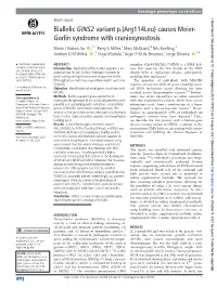 Biallelic GINS2 Variant P.(Arg114leu) Causes Meier-Gorlin Syndrome With