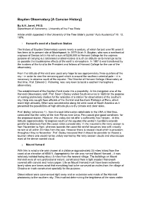 Boyden Observatory [A Concise History]