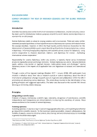 Discussion Paper on Science Diplomacy