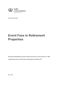 Event Fees in Retirement Properties