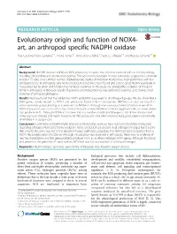 Evolutionary Origin and Function of NOX4-Art, an Arthropod Specific NADPH Oxidase