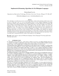 Implemented Stemming Algorithms for Six Ethiopian Languages