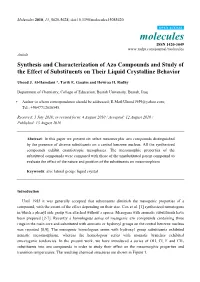Synthesis and Characterization of Azo Compounds and Study of the Effect of Substituents on Their Liquid Crystalline Behavior
