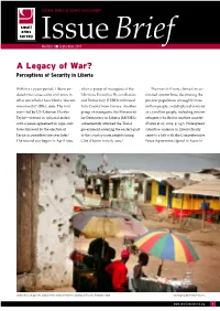A Legacy of War? Perceptions of Security in Liberia