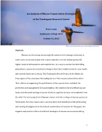 An Analysis of Macaw Conservation Strategies at the Tambopata