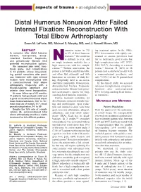 Distal Humerus Nonunion After Failed Internal Fixation: Reconstruction with Total Elbow Arthroplasty Dawn M