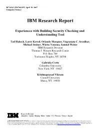 Experiences with Building Security Checking and Understanding Tool