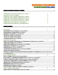 Honors Program Course Guide Fall 2021