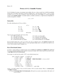 Powers of 10 & Scientific Notation