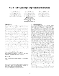 Short-Text Clustering Using Statistical Semantics