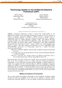 Technology Update on the Unified Architecture Framework (UAF)