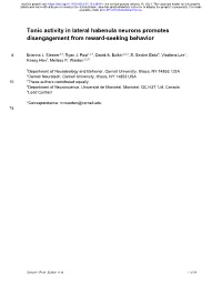 Tonic Activity in Lateral Habenula Neurons Promotes Disengagement from Reward-Seeking Behavior