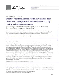 Adaptive Posttranslational Control in Cellular Stress Response Pathways and Its Relationship to Toxicity