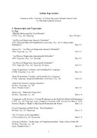 Arthur Pap Archive I. Manuscripts and Typscripts I.1