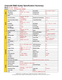Charvel® R&D Guitar Specification Sheet