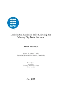 Distributed Decision Tree Learning for Mining Big Data Streams