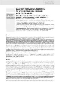 Electrophysiological Responses to Speech Stimuli in Children