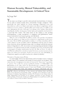 Human Security, Mutual Vulnerability, and Sustainable Development: a Critical View