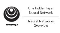 One Hidden Layer Neural Network Neural Networks Overview