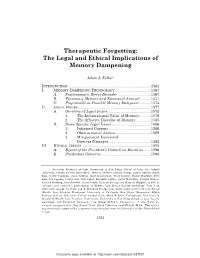 Therapeutic Forgetting: the Legal and Ethical Implications of Memory Dampening