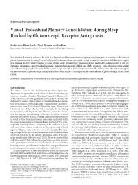 Visual–Procedural Memory Consolidation During Sleep Blocked by Glutamatergic Receptor Antagonists