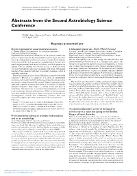 Abstracts from the Second Astrobiology Science Conference