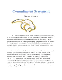 Commitment Statement Burton Uwarow