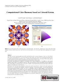 Computational Color Harmony Based on Coloroid System