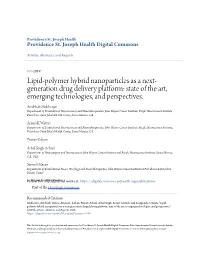 Lipid-Polymer Hybrid Nanoparticles As a Next-Generation Drug Delivery