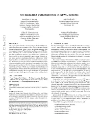 On Managing Vulnerabilities in AI/ML Systems