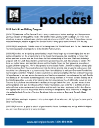 2018 Jack Straw Writing Program