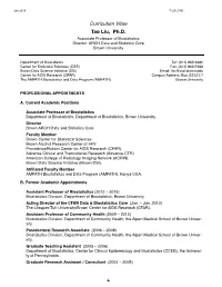 Curriculum Vitae Tao Liu, Ph.D. Associate Professor of Biostatistics Director, ARCH Data and Statistics Core Brown University