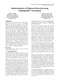 Implementation of Clipboard Security Using Cryptographic Techniques