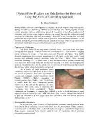 Natural-Fiber Products Can Help Reduce the Short and Long-Run Costs of Controlling Sediment